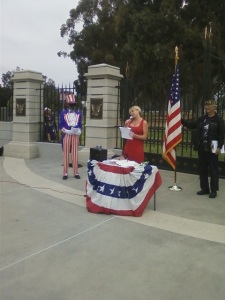 This photo is of Attorney Talitha Davies-Wegner speaking at the 2012 Flag Day Ceremonies. Rosebrock ordered his Volunteers (Can't really Order Volunteers) not to have any kind of contact with her even if they wanted to employ her as an Attorney Rosebrock told me in his e-mail herein and verbally in person after I did contact her to possibly represent me... Rosebrock thinks he owns his Volunteers and everyone else with whom he has contact.